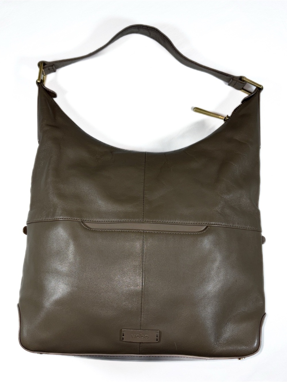 HOBO International Marley Taupe Leather Shoulder Bag Double Zip
